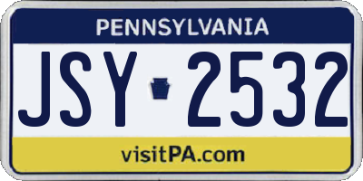 PA license plate JSY2532