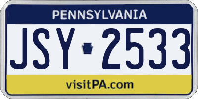 PA license plate JSY2533