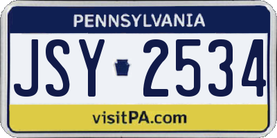 PA license plate JSY2534