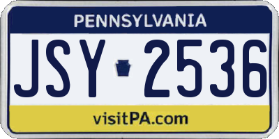 PA license plate JSY2536