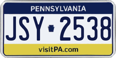 PA license plate JSY2538