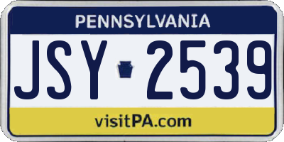 PA license plate JSY2539