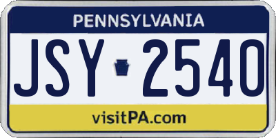 PA license plate JSY2540