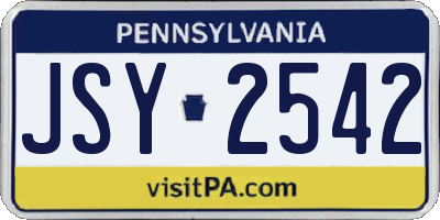 PA license plate JSY2542