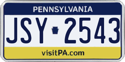 PA license plate JSY2543