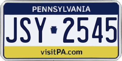 PA license plate JSY2545