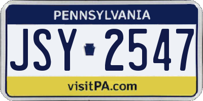 PA license plate JSY2547
