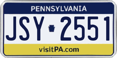 PA license plate JSY2551