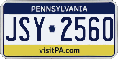 PA license plate JSY2560