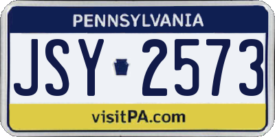 PA license plate JSY2573