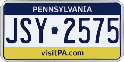 PA license plate JSY2575