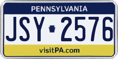 PA license plate JSY2576