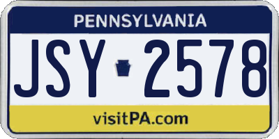 PA license plate JSY2578