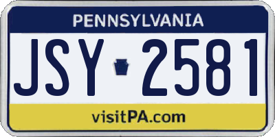 PA license plate JSY2581