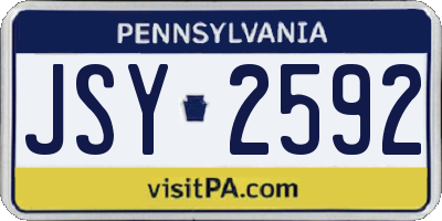 PA license plate JSY2592