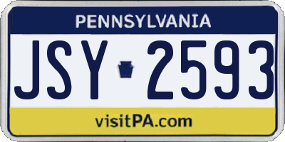 PA license plate JSY2593