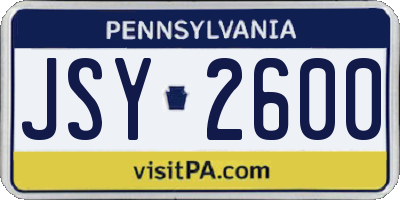 PA license plate JSY2600