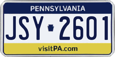 PA license plate JSY2601