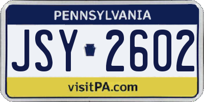 PA license plate JSY2602