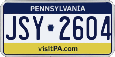 PA license plate JSY2604