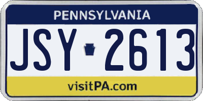 PA license plate JSY2613