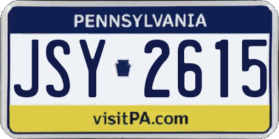 PA license plate JSY2615