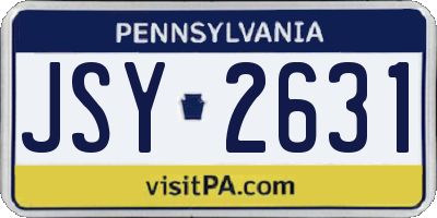 PA license plate JSY2631
