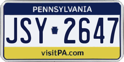 PA license plate JSY2647