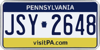 PA license plate JSY2648
