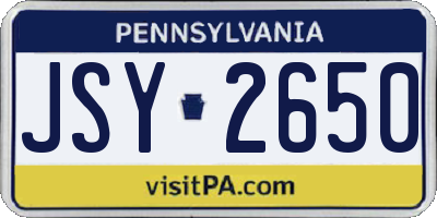 PA license plate JSY2650