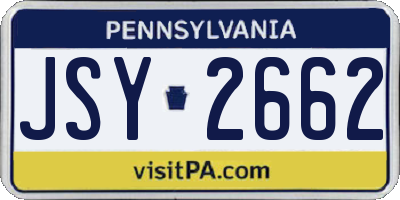 PA license plate JSY2662