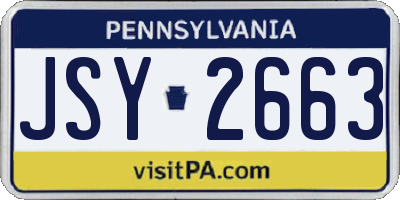 PA license plate JSY2663