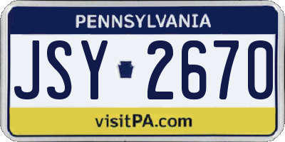 PA license plate JSY2670