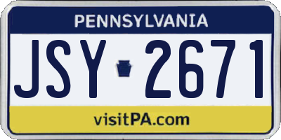 PA license plate JSY2671