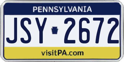 PA license plate JSY2672