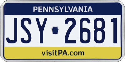 PA license plate JSY2681