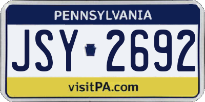PA license plate JSY2692