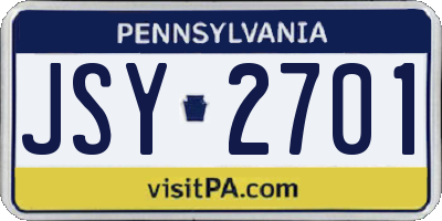PA license plate JSY2701