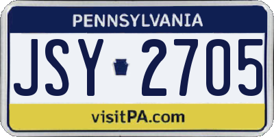PA license plate JSY2705