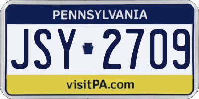 PA license plate JSY2709