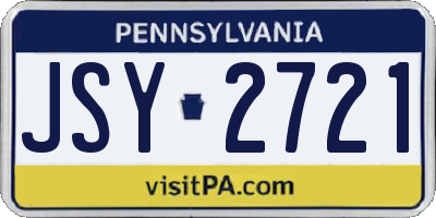 PA license plate JSY2721
