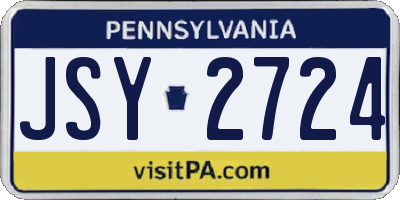 PA license plate JSY2724