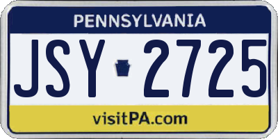 PA license plate JSY2725