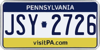 PA license plate JSY2726
