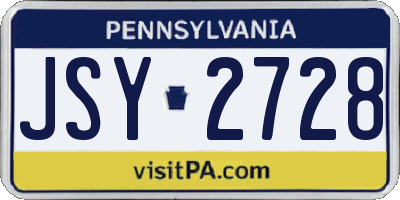PA license plate JSY2728