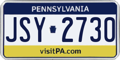 PA license plate JSY2730