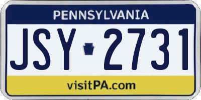 PA license plate JSY2731