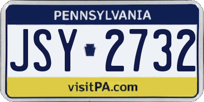 PA license plate JSY2732