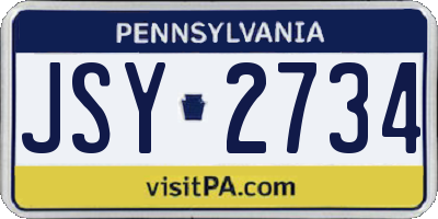 PA license plate JSY2734
