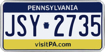 PA license plate JSY2735